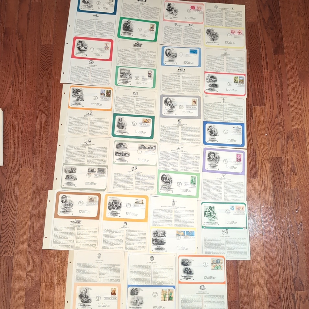 USPS 1981 First Day Cover Album Pages with Stamps + Envelopes 23 Pages